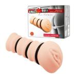 Âm đạo giả Crazy Bull Realistic silicone trần cực khít, cốc thủ dâm nam cầm tay có gân nổi và hạt nổi bên trong, kèm 3 vòng điều chỉnh độ ôm, thiết kế gọn cho nhu cầu sử dụng cá nhân của nam giới trưởng thành