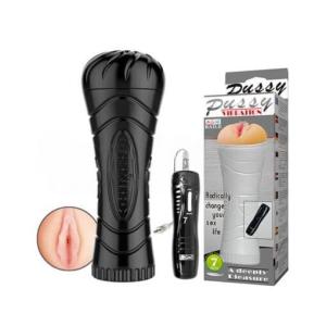 Âm đạo giả đèn pin Pussy 7 chế độ rung, cốc thủ dâm cầm tay dành cho nam giới trưởng thành, thiết kế ngụy trang dạng đèn pin màu đen, chất liệu ABS và silicone theo thông tin nhà bán lẻ, sử dụng 3 pin AAA