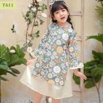 Áo dài bé gái Tết chất lụa cao cấp, thiết kế truyền thống hiện đại, mềm mại thoáng mát, set kèm quần và phụ kiện