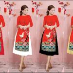 Áo dài cách tân Chim Vàng Tết sang trọng, vải tằm ướt mềm mại, váy silk cát cao cấp, giá sỉ tận xưởng, phù hợp nhiều vóc dáng