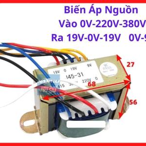 Biến áp 0V 220V 380V ra 19V 0V 19V 0V 9V, linh kiện bo mạch nguồn công suất trung bình, cấu tạo lõi thép bền bỉ, truyền dẫn dòng tốt, khả năng chịu nhiệt cao, thiết kế chuẩn xác, giải pháp thay thế linh kiện bo mạch điện tử, linh kiện máy hàn.