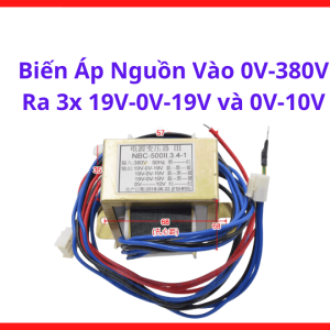 Biến áp cách ly nguồn 0V 380V ra 3x 19V 0V 19V và 0V 10V, linh kiện bền bỉ, thiết kế lõi thép chất lượng, hiệu suất điện áp chuẩn, hỗ trợ vận hành máy móc điện tử công nghiệp phức tạp, linh kiện máy hàn.