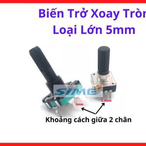 Biến trở xoay tròn loại lớn 5mm chính hãng dùng cho mạch điện tử âm thanh công nghiệp điều chỉnh tín hiệu mượt mà độ bền cao chân cắm tiêu chuẩn dễ dàng lắp đặt trên bo mạch PCB linh kiện chất lượng,
