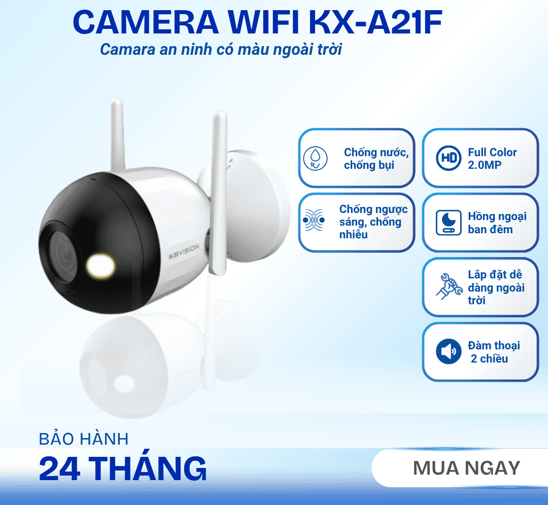 Camera Wifi KBVISION 2MP, Góc Nhìn Rộng 98°, Đèn LED 30m, Công Nghệ Chống Nhiễu 3D-DNR