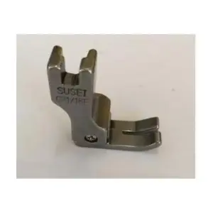 Chân vịt CR 1/16E SUSEI, chân vịt mí phải 1,6mm cho máy may 1 kim công nghiệp, chân vịt bù mép hỗ trợ giữ khoảng cách đường may ổn định, phù hợp may mí, may sát mép và gia công hàng may mặc