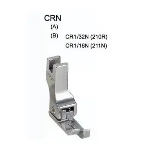 Chân vịt máy may TCR 1/32N bên phải, chân vịt bù mí Teflon chống ma sát, hỗ trợ tạo đường may cách mép nhỏ và ổn định, phù hợp máy may công nghiệp tương thích và nhu cầu thay thế