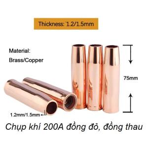 Chụp khí 15AK đồng không ren 0.8mm, phụ kiện hàn mig cho mối hàn chính xác, chụp khí súng hàn MIG 15AK, linh kiện máy hàn mig chống bám xỉ, phù hợp hàn inox mỏng, thay nhanh cho xưởng cơ khí