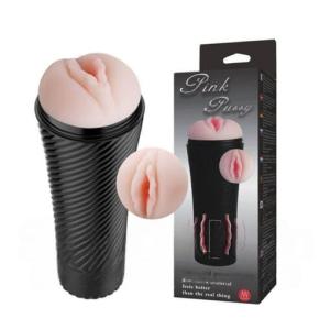 Âm đạo giả Pink Pussy cầm tay có rung, dụng cụ thủ dâm nam thương hiệu Baile theo thông tin cửa hàng, thiết kế dạng đèn pin màu đen, phần ruột mềm, sử dụng 3 pin AAA, dành cho nam giới trưởng thành có nhu cầu riêng tư