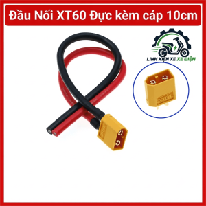 Đầu nối XT60 đực kèm cáp 10cm, jack XT60 male dây nguồn ngắn, đầu cắm pin LiPo, dây kết nối ESC, đầu nối pin drone FPV, xe RC, robot, thiết bị dùng nguồn DC, dây pigtail XT60 tiện lắp ráp