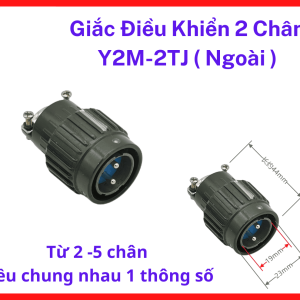 Giắc tín hiệu tròn 2 chân Y2M-2TJ ngoài, đầu nối cáp tín hiệu máy hàn điện tử chuyên dụng, cấu trúc ren vặn chống rung lắc hiệu quả, linh kiện sửa chữa thiết bị tự động hóa nhà xưởng, độ bền cơ học đạt tiêu chuẩn kỹ thuật cao cấp