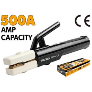 Kìm kẹp que hàn TOLSEN 44935 500A, 250mm Electrode Holder, đầu kẹp sắt và đồng thau, tay cầm nylon, chứng nhận CE, dùng cho máy hàn MMA, phù hợp công việc hàn hồ quang, sửa chữa sắt thép và xưởng cơ khí