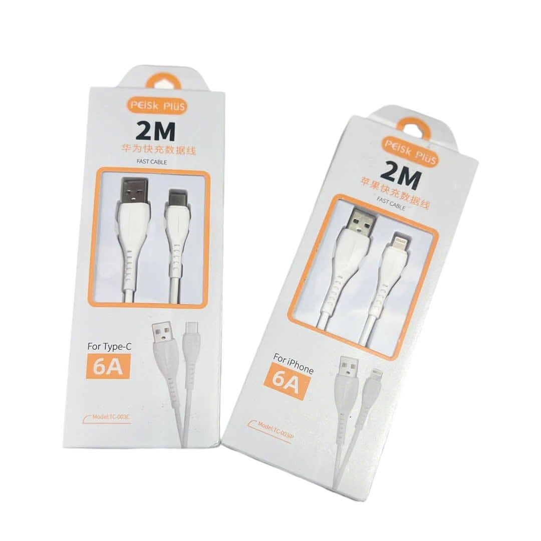 Cáp Sạc Nhanh 6A 2m Type-C TC-003 – Hỗ trợ sạc siêu tốc, truyền dữ liệu ổn định, dây bền dẻo dai, chống gãy gập, tương thích nhiều thiết bị Android & Tablet