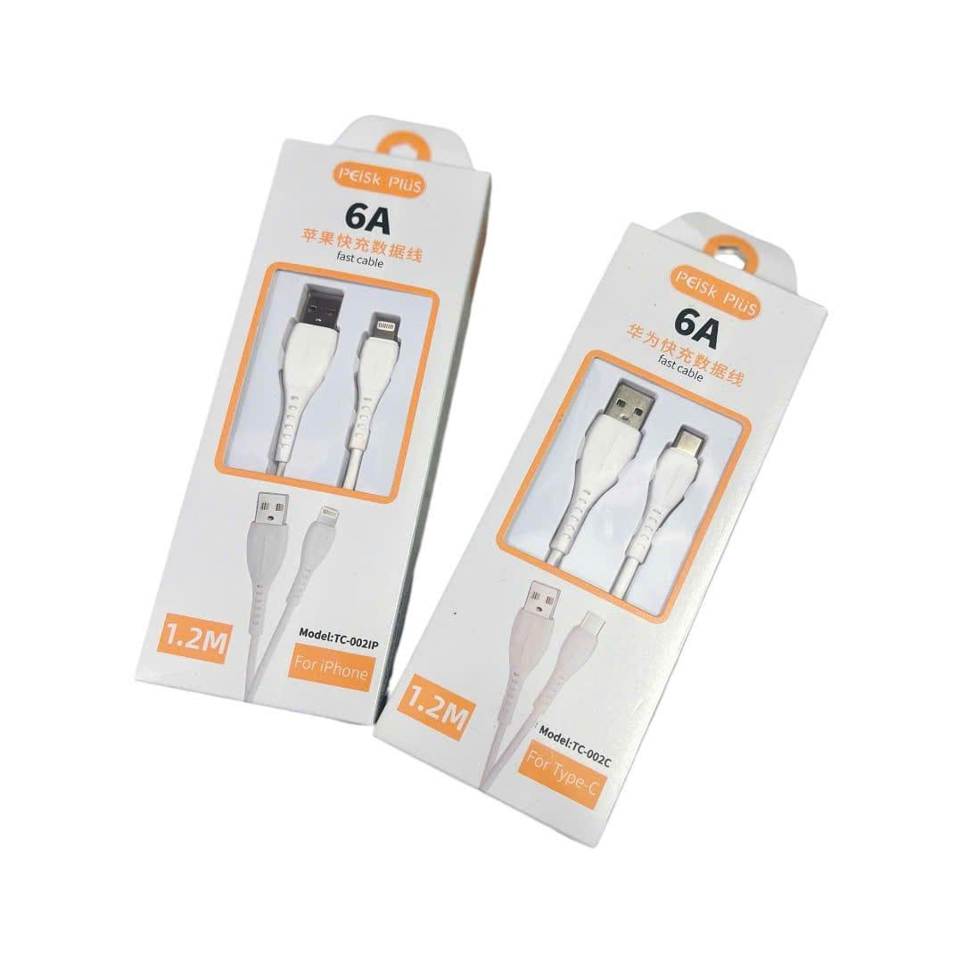 Dây sạc nhanh 6A Lightning TC-002IP 1.2m – Phù hợp iPhone/iPad, bảo vệ pin tối ưu, sạc nhanh gấp 3 lần so với cáp thường