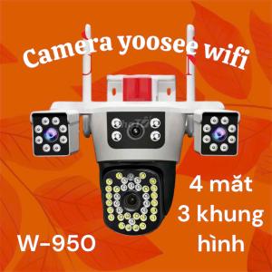 Khám Phá Camera 4 Mắt Yoosee W950 WiFi 3 Khung Hình, Độ Phân Giải 1080P Mỗi Mắt Siêu Nét, Ống Kính Cố Định Mở Rộng Tầm Nhìn 3 Khung Hình, Xoay PTZ 355°/90° Điều Khiển Từ Xa App Yoosee, LED Trắng 15m Xóa Sổ Bóng Tối Ban Đêm Màu Sắc