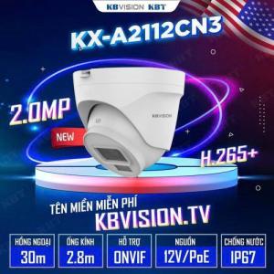Camera An Ninh KBVISION IP KX-A2112CN3 2MP Full HD, Hồng Ngoại Thông Minh 30m Cho Giám Sát Ban Đêm Rõ Nét, Chống Nước IP67 Bền Bỉ Với Mọi Thời Tiết Khắc Nghiệt Việt Nam, Tích Hợp PoE Tiết Kiệm Dây Nguồn Phức Tạp, ONVIF Tương Thích Hệ Thống Lớn
