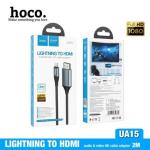 Cáp chuyển đổi Hoco UA15 Lightning sang HDMI, dây dài 2m, hỗ trợ iOS 8.0+, đầu ra video 1080P, chất liệu cao cấp hợp kim nhôm + dây bện