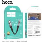 Cáp chuyển Hoco LS33 Type-C sang 3.5mm, chất liệu hợp kim nhôm + dây bện siêu bền, chiều dài 12cm trọng lượng 5g, hỗ trợ micrô và điều khiển âm lượng, tương thích Huawei, Xiaomi, OnePlus, Samsung, iPad Pro/Air, giải pháp tối ưu cho tai nghe truyền th