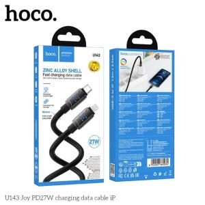 Cáp Hoco U143 27W, dây sạc nhanh Type-C sang Lightning, dài 1.2m, hỗ trợ Apple PD, vỏ PVC chống rối, đầu nối hợp kim kẽm, lõi dây 6mm, giải pháp toàn diện cho người dùng Apple