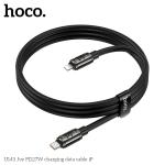 Cáp Hoco U143 27W, dây sạc nhanh Type-C sang Lightning, dài 1.2m, hỗ trợ Apple PD, vỏ PVC chống rối, đầu nối hợp kim kẽm, lõi dây 6mm, giải pháp toàn diện cho người dùng Apple