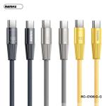 Cáp Remax RC-C106 Type-C, sạc nhanh công suất 27W/100W, dây dù chống rối dài 1.2m, vỏ hợp kim nhôm cao cấp, màu xám bạc xanh vàng, phụ kiện bền bỉ cho thiết bị điện tử