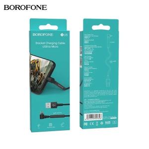 Cáp Sạc BOROFONE BU6 Micro 1.2m, dây sạc kiêm giá đỡ điện thoại, thiết kế chữ L thông minh, vỏ sợi tơ dệt chống rối, lõi 118 đồng đóng hộp truyền tải ổn định, đầu nối hợp kim nhôm phun cát bền bỉ, tiện lợi cho smartphone và phụ kiện.