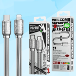 Cáp Sạc Mạ Bạc Wekome WDC-178 Type-C Ra Lightning, Dây PC + Nylon 1m, Hỗ Trợ PD20W, Truyền Dữ Liệu 480MB/S, Thiết Kế Bền Bỉ Chống Rối, Tương Thích iPhone iPad, Giải Pháp Sạc Nhanh Chính Hãng