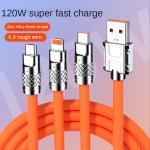 CÁP SẠC NHANH 3 ĐẦU 120W 6A – Lightning, Type-C, Micro – Siêu Bền, Sạc Nhanh, Đa Năng