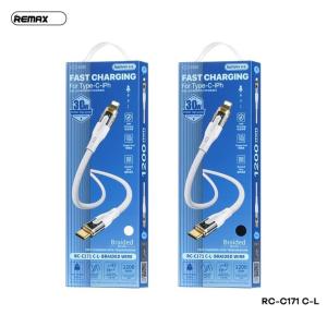 Cáp Sạc Nhanh 30W Remax RC-C171 Type-C to Lightning, hỗ trợ truyền dữ liệu tốc độ 480Mbps, dây dài 1.2m, màu trắng đen sang trọng, thiết kế bền bỉ chống gãy rối, mang lại trải nghiệm sạc nhanh an toàn và tiện lợi cho iPhone, iPad và các thiết bị Appl