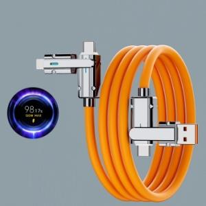 Cáp Sạc Nhanh 4in1 Silicon Mập, tích hợp USB + Type-C ra Type-C + Lightning, hỗ trợ Micro USB, sạc nhanh ổn định và đồng bộ dữ liệu tốc độ cao, dây nylon chống rối siêu bền, đầu nhựa gia cố chắc chắn, phụ kiện đa năng cho iPhone, Android, tablet