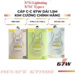 Cáp Sạc Nhanh Kim Cương X71i Lightning / X71C Type-C, công suất siêu nhanh 67W, dây dài 1.5m, chất liệu nhựa mịn cao cấp kết hợp lõi đồng nguyên chất, thiết kế chống rối, đầu Type-C ra Type-C và Type-C ra Lightning, chính hãng, an toàn và bền bỉ