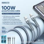 Cáp sạc nhanh Remax 100W RC-172 USB-C sang USB-C – Truyền dữ liệu tốc độ cao, sạc pin an toàn, dây nylon chống gập, đầu nối hợp kim cao cấp, dài 1.2m, giải pháp hoàn hảo cho người dùng laptop và smartphone