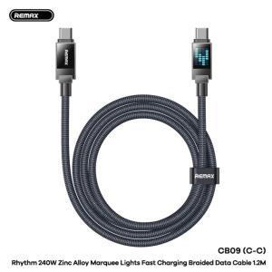 Cáp Sạc Nhanh Remax CB09 Type-C to Type-C, công suất tối đa 240W, hỗ trợ sạc nhanh 27W và 30W cho thiết bị Lightning, tốc độ truyền dữ liệu 480Mbps, dây dài 1.2m, tuổi thọ 5000 lần cắm rút, giải pháp tối ưu cho laptop, smartphone, tablet