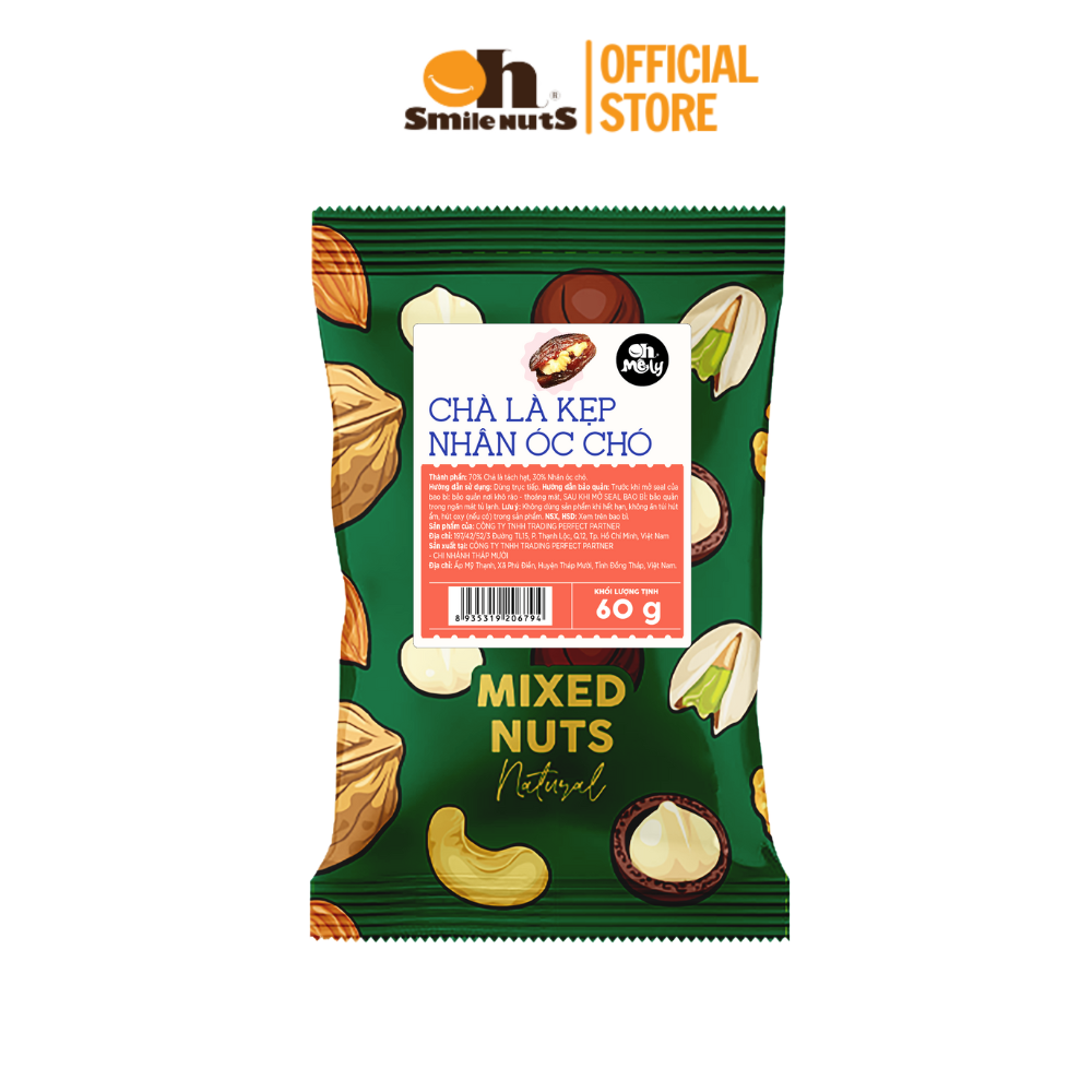 “Chà là kẹp Nhân Óc Chó Mix Nuts 60g, món ăn vặt cao cấp với hạt óc chó giàu Omega-3 gắn kết cùng chà là ngọt thanh, tiện mang đi, phù hợp người bận rộn, dân văn phòng, học sinh