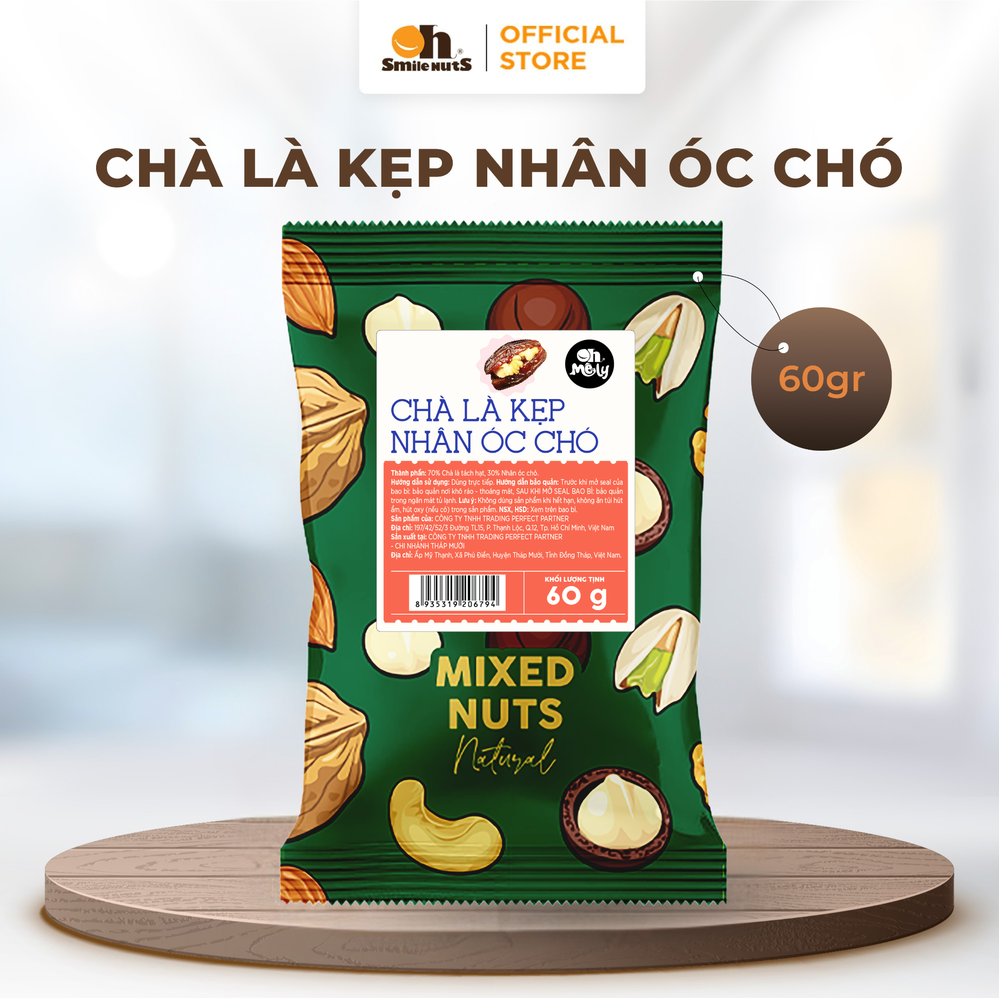 “Chà là kẹp Nhân Óc Chó Mix Nuts 60g, món ăn vặt cao cấp với hạt óc chó giàu Omega-3 gắn kết cùng chà là ngọt thanh, tiện mang đi, phù hợp người bận rộn, dân văn phòng, học sinh