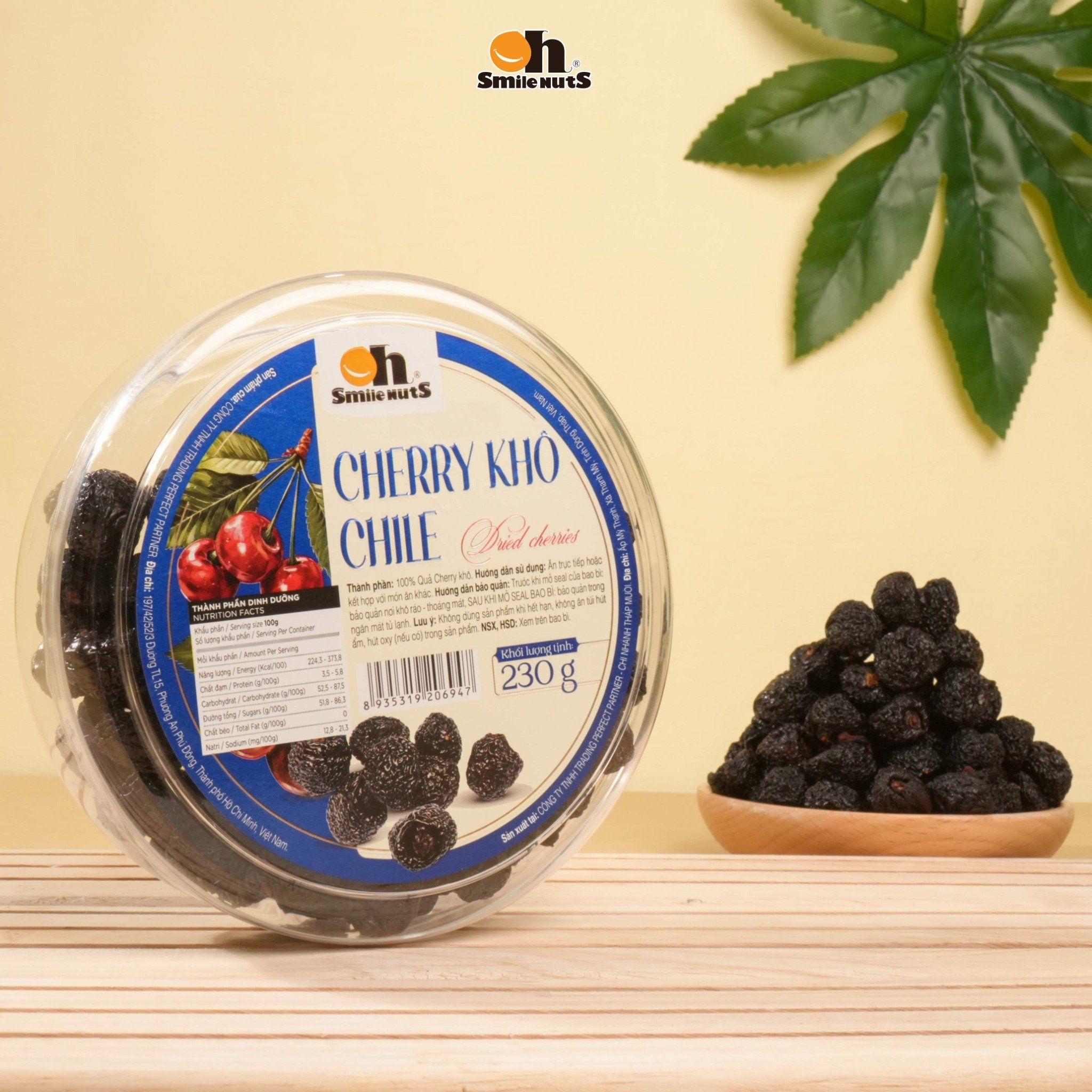 LÀM ĐẸP TỪ BÊN TRONG Cherry Khô Chile 230 g Oh Smile Nuts, giàu chất chống oxy hóa và vitamin – hỗ trợ da sáng khỏe, tóc bóng mượt và tăng đề kháng cho người tiêu dùng hiện đại