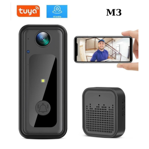 Chuông cửa camera WiFi không dây M3, video 720P HD góc rộng 125 độ, hỗ trợ Tuya Smart Life, ghi âm 5m, tầm nhìn đêm hồng ngoại, gọi nội bộ 2 chiều, thẻ nhớ 64GB, tương thích Android iOS, an ninh gia đình thông minh hiện đại