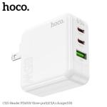 Cốc Sạc Nhanh Hoco C115 65W, 2USB + 1 Type-C, Sạc Nhanh iPhone, Samsung, Xiaomi, PD/PPS/QC/FCP/AFC, Phích Cắm EU, Chống Cháy, Tiện Mang Đi, Đa Năng, Sạc Đồng Thời 3 Thiết Bị, Hiệu Suất Cao