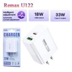 Cóc sạc nhanh Remax RP, U122 33W, USB-A và Type-C, hỗ trợ PD + QC, sạc đa thiết bị nhanh gấp nhiều lần, tương thích iPhone Samsung Xiaomi, thiết kế gọn nhẹ, bảo vệ chống quá dòng và quá nhiệt, tối ưu thời gian sạc