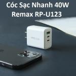 Cóc sạc nhanh Remax RP-U123 40W, bộ sạc USB 2 cổng, hỗ trợ sạc nhanh PD & QC, phích cắm EU tiện lợi, sạc đồng thời nhiều thiết bị, tương thích iPhone, Samsung, Xiaomi, sạc tường du lịch nhỏ gọn, công suất mạnh mẽ 40W an toàn thông minh
