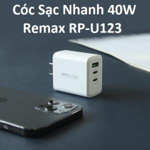 Cóc sạc nhanh Remax RP-U123 40W, bộ sạc USB 2 cổng, hỗ trợ sạc nhanh PD & QC, phích cắm EU tiện lợi, sạc đồng thời nhiều thiết bị, tương thích iPhone, Samsung, Xiaomi, sạc tường du lịch nhỏ gọn, công suất mạnh mẽ 40W an toàn thông minh