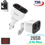 Cóc sạc xe hơi Hoco Z28, 2 tẩu + 2 USB, hỗ trợ sạc nhanh đa thiết bị, tương thích iPhone, Samsung, Xiaomi, Oppo, chống cháy ABS+PC, thiết kế gọn nhẹ, bảo vệ pin thiết bị, tiết kiệm thời gian, dễ dàng mang theo mọi chuyến đi