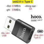 Đầu chuyển đổi Hoco UA17 2in1, USB sang Type-C/Lightning, hỗ trợ OTG, đọc U Disk/ổ cứng di động, tương thích iPhone & Android, thiết kế nhỏ gọn, tiện lợi mang theo