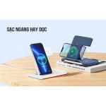 Đế Sạc Nhanh 22.5W Không Dây Remax RP-W60, 3 Trong 1 Sạc Điện Thoại, Tai Nghe, Đồng Hồ, Thiết Kế Gấp Gọn, Sạc Nhanh 15W, Chất Liệu ABS Cao Cấp, Đế Silicon Chống Trượt, An Toàn, Tiện Dụng Cho iPhone Samsung