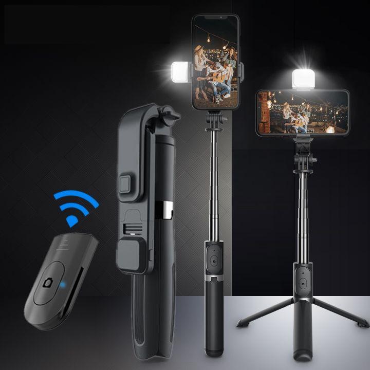 Gậy chụp hình 3 chân Q07 Bluetooth + đèn LED – Tripod & Selfie Stick đa năng, xoay 360°, điều khiển từ xa