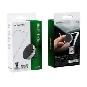 Giá đỡ điện thoại ô tô Borofone BH8 gắn khe máy lạnh, hợp kim nhôm cao cấp oxy hóa chống gỉ, bảng silicon chống trượt, kích thước nhỏ gọn 33.5x30mm, trọng lượng siêu nhẹ 26g, giá đỡ từ mạnh mẽ, giữ điện thoại chắc chắn, tiện lợi và an toàn khi lái xe
