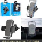 Giá đỡ điện thoại ô tô Hoco CA94 gắn khe máy lạnh, chất liệu ABS cao cấp, hoa văn mặt trời sang trọng, kích thước 110x70x105mm, trọng lượng nhẹ 83g, kẹp chắc chắn cho điện thoại 4.5–6.7 inch, xoay linh hoạt, tiện lợi và an toàn khi lái xe