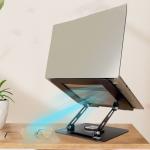 Giá đỡ laptop xoay 360 độ T16, chất liệu hợp kim thép + silicone cao cấp, màu đen trắng sang trọng, kích thước 260x225x140mm, trọng lượng 1400g, phù hợp máy tính bảng và laptop phổ thông, chắc chắn, tiện lợi cho học tập, làm việc, giải trí, văn phòng