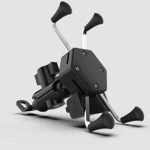 Giá kẹp điện thoại xe máy 4 chân chữ X, có cổng sạc nhanh tiện lợi, thiết kế chắc chắn cứng cáp, giữ điện thoại an toàn chống rơi, kèm dây thun cố định, gắn được ở chân gương hoặc ghi đông, hỗ trợ xem bản đồ và làm camera hành trình