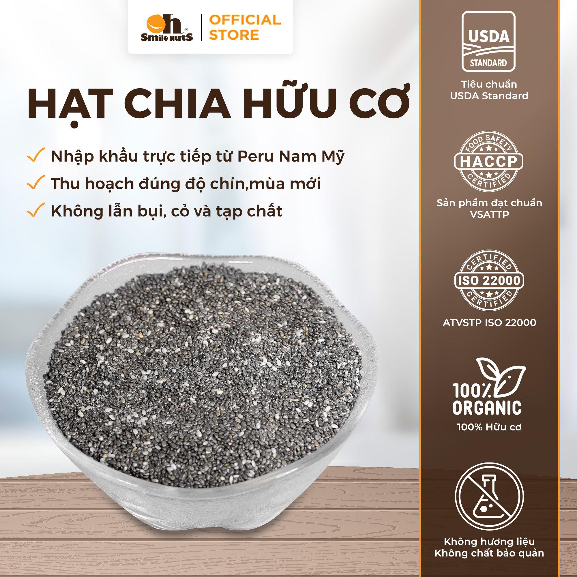 Siêu thực phẩm Hạt Chia Đen Hữu Cơ Oh Smile Nuts 300g, nguồn đạm thực vật không cholesterol, canxi & magie cao, giúp xương chắc khỏe và duy trì năng lượng hàng ngày