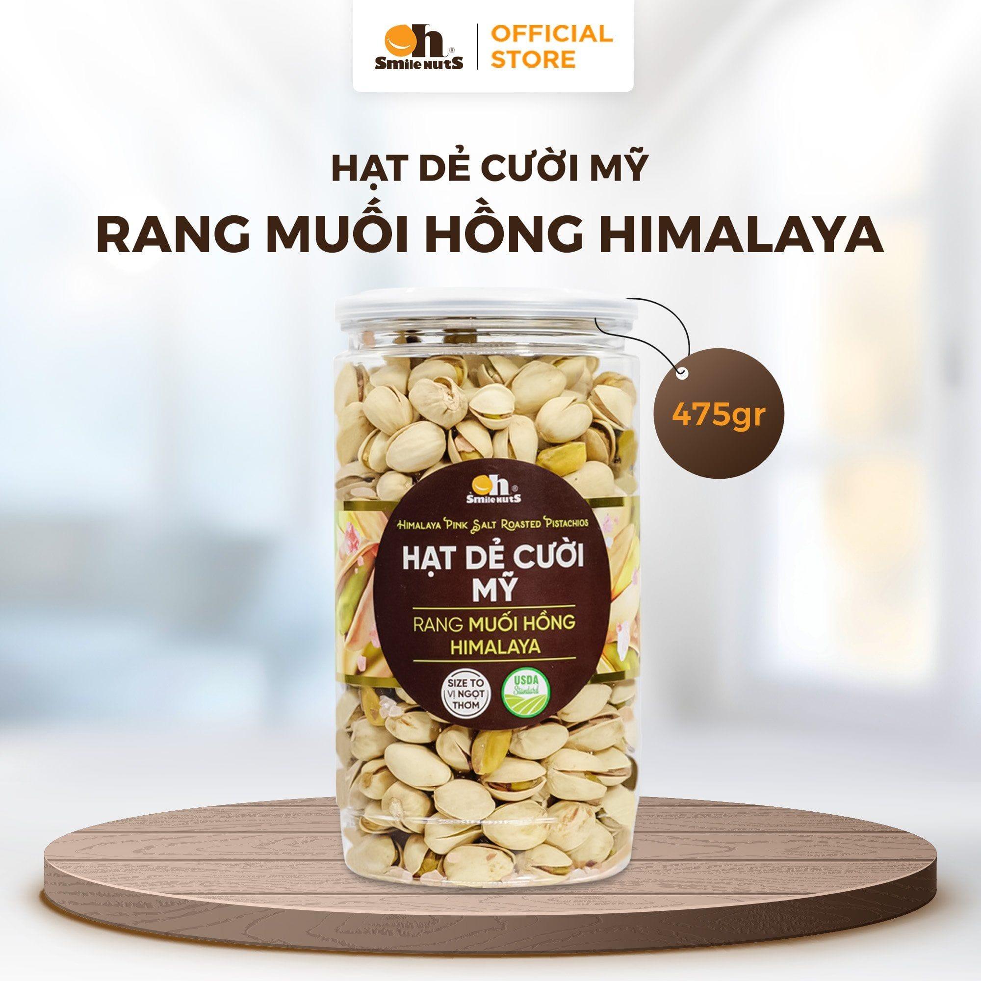 Hạt dẻ cười Mỹ rang muối Hồng Himalaya 475g, Smile Nuts snack hạt cao cấp, giữ nguyên dưỡng chất USDA, không tẩy trắng, giàu chất xơ & vitamin E, ăn vặt lành mạnh & ngon miệng